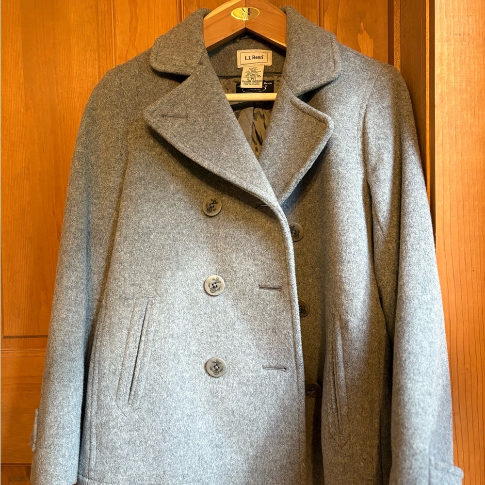 L.L. Bean Gray Wool Peacoat Timeless Style